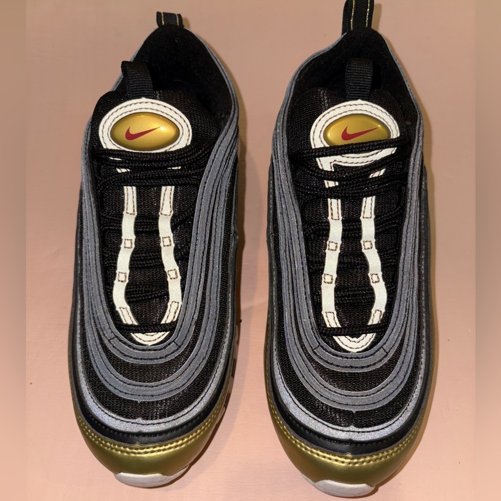 Nike Black and Gold Air Max Sneakers